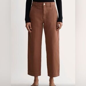 Rust Wide-Leg Pants. Cotton